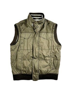 Zara Man Basic Gilet XL Khaki Green Sleeveless Padded Vest Gilet Bodywarmer